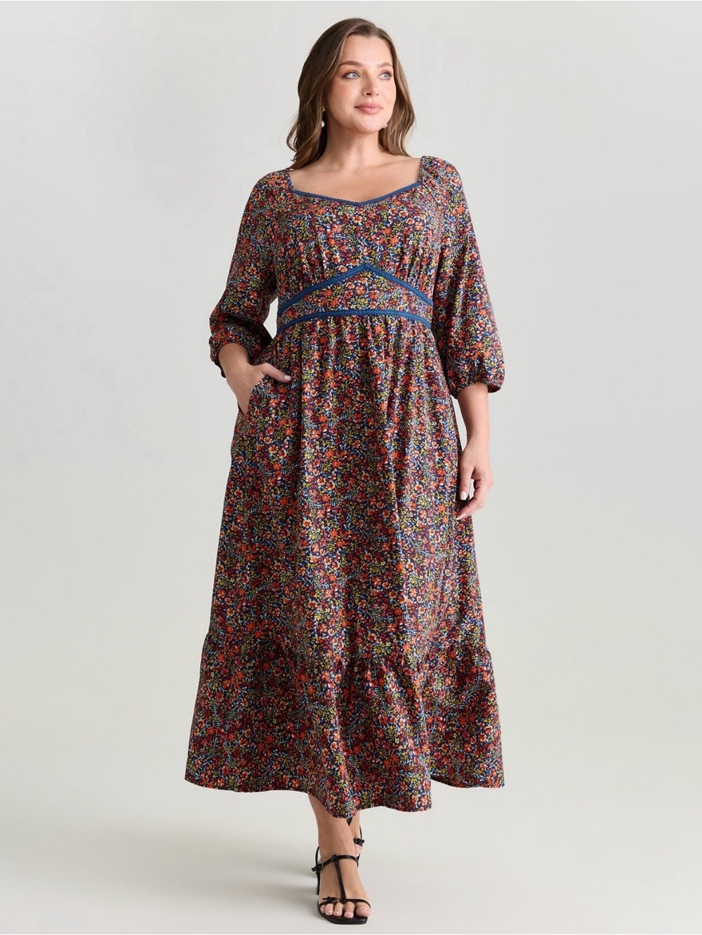 BloomChic Ditsy Floral Woven Ribbon Maxi Dress 28/5X